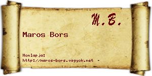 Maros Bors névjegykártya